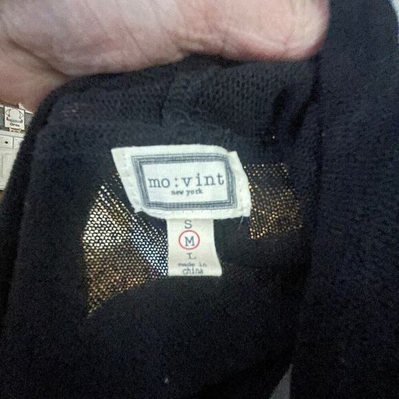 Mo:Vint Size Medium Black Sweater Open Cardigan Lightweight Knit Anthropologie - Picture 3 of 4